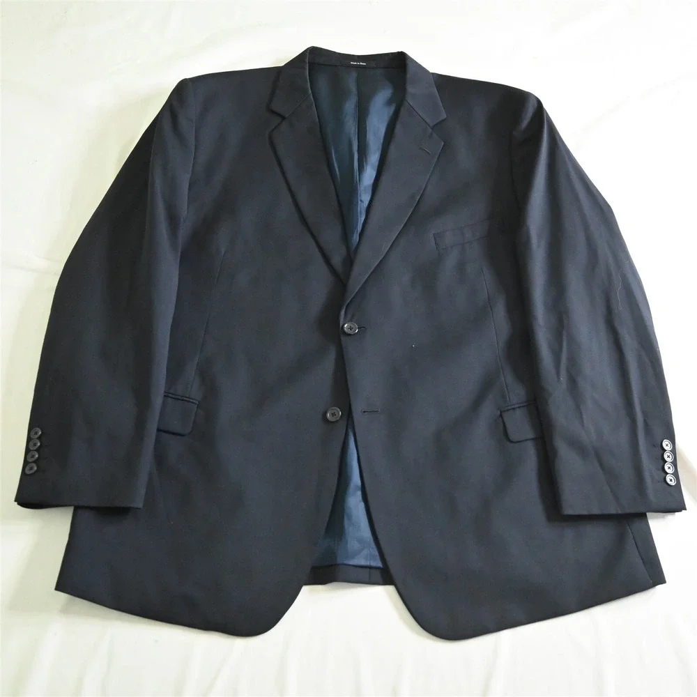 Pronto Uomo 52R Navy Blue 100%‎ Wool Blazer Suit Jacket Sport Coat